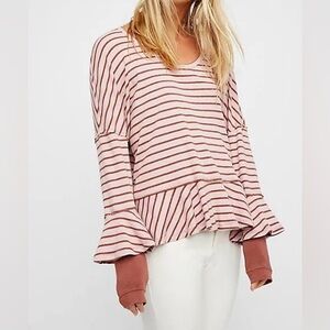 We‎ The Free Round About Tee Oversized Antique Pink Sz Large